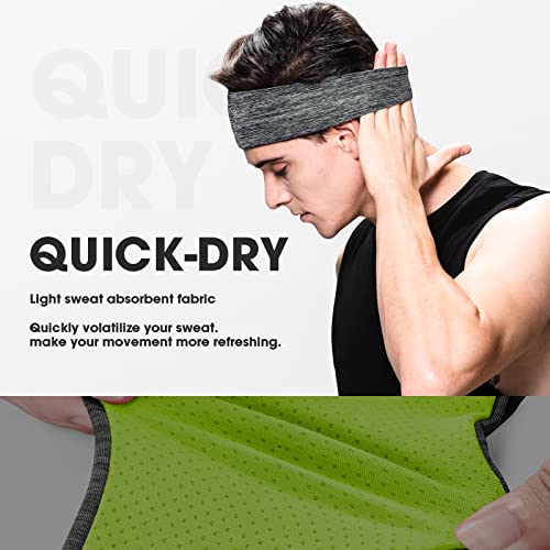 Braylin Men's Headbands, 3-Pack Head Band for Men, Sport Sweatbands for Running Fitness Yoga Cycling, Sweat Wicking Non Slip - color: 04.3Pcs Black x 3