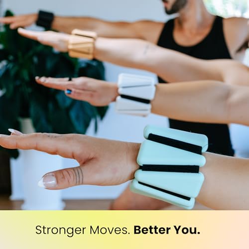 OmWeights Premium Weighted Bangles – Stylish Wrist and Ankle Weights for Women and Men | Cardio, Yoga, and Pilates Ankle Weights for Women and Men | Adjustable Leg and Arm Weights 1lb Each - color: Amber Blush