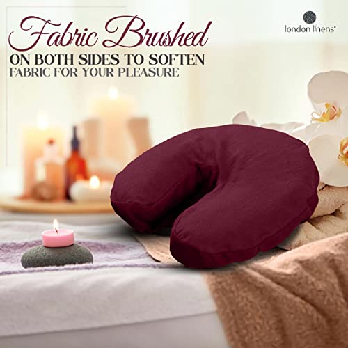 LONDON LINENS Premium Extra Thick 100% Cotton Flannel Massage Face Cradle Cover, Includes 4pcs (4, Burgundy) - color: Burgundy, size: 4