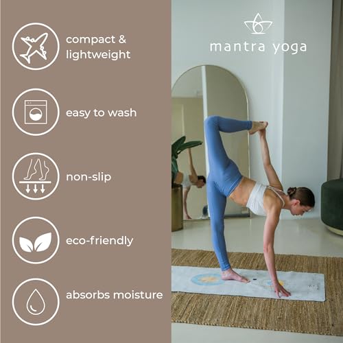 Mantra Yoga Travel PRO 1.5mm with Knee Pad - Foldable Fitness & Exercise Mat with Bag | Lightweight, Compact & Eco-Friendly | Non-Slip & Washable | For All Types of Yoga | 72" L x 24" W | 2.6 lbs - color: WhiteSky