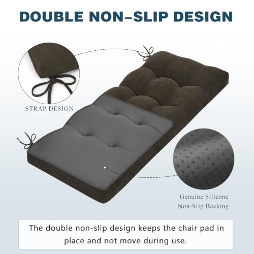 baibu 36 Inch Memory Foam Bench Cushion, Dual-Layer Patent Design Non-Slip Indoor Bench Cushion with Ties, 36x15x3Inch, Dark Brown - color: Dark Brown, size: 36x15x3 Inch (Pack of 1)