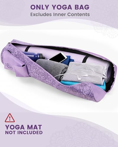 Gonex Yoga Mat Bag with Full-Zip Design, Fits Most Mats | 600D Oxford Fabric, Wet Pocket, Front Zip Pocket, Adjustable Strap, Fits Mats up to 26" - color: Lilac Purple