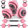 Rendpas Adjustable Dumbbell Set of 2 with Connector, 45/65/85 lbs Free Weights, 4-in-1 Barbell Kettlebell Push Up Stand Home Gym for Men Women - color: 45LB-pink