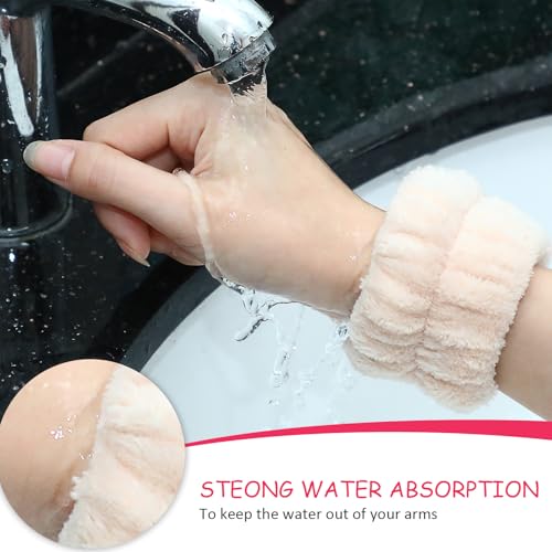 Chuangdi 4 Pairs Wrist Bands for Washing Face Wrist Spa Microfiber Wash Towel Band Scrunchies Absorbent Wristbands Sweatband for Women Prevent Liquid from Spilling(Bright Colors) - color: Bright Colors