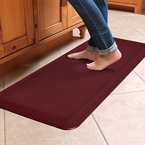 GelPro Stain Resistant Surface with 3/4 Thick Ergo-Foam Core for Health and Wellness, 20"x48", Leather Grain Cranberry - color: Leather Grain Cranberry, size: 48"L x 20"W x 0.8"Th