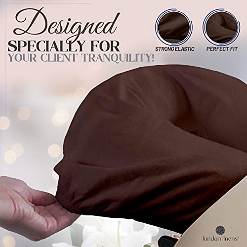 LONDON LINENS Pack of 10, Premium Extra Thick 100% Cotton Flannel Massage Tables Face Cradle Covers Cozies Fitted - Includes 10 pcs (Mocha) - color: Mocha, size: 10