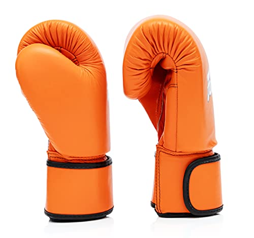 Fairtex BGV16 Leather Compact Muay Thai Boxing Gloves - color: Orange, size: 12 oz