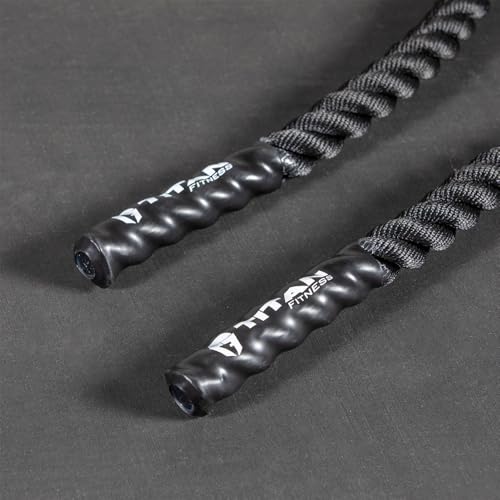 Titan Fitness Battle Rope 30ft x 1.5in, Poly Dacron Heavy Rope for Home Gym Conditioning Workouts, Cross-Train, Strength Training Exercises