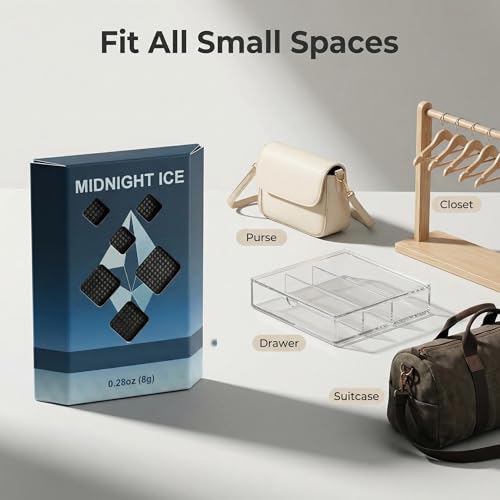 Midnight Ice Scented Sachets, 3 Pack Hanging Closet Deodorizer for Drawers, Wardrobes, Bags, Suitcases and Small Spaces