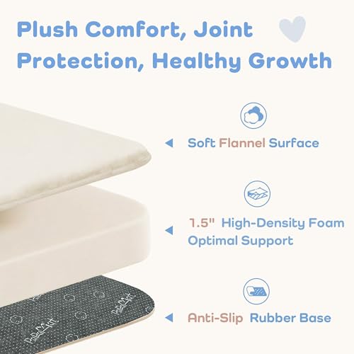 1.5" Thick Baby Play Mat for Floor, 50x50 Playpen Mat, Pro Soft Flannel Foam Mats Toddler Infant Kids Crawling for Nursery Rug Playroom Living Room Waterproof Easy Care Non-Slip (Beige) - color: Beige, size: 50"x50"x1.5"