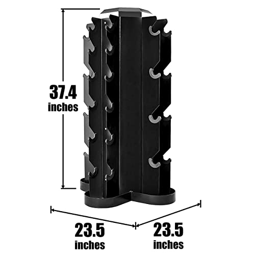WF Athletic Supply Rubber Coated Hex Dumbbell Set, Multiple Choices Available - Dumbbells with Rack Stand and Mat, or Dumbbells Only (200/550/1200/2100/3000 LB) - color: f. 5 - 50LB w/ 4-Sided Vertical Rack (No Mat)
