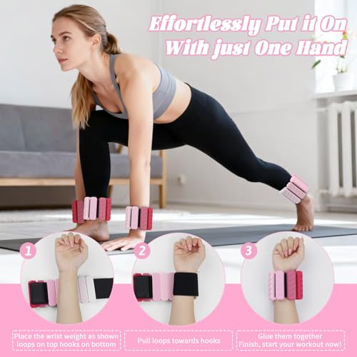 Ankle Weights & Resistance Bands Set for Women Adjustable | Adjustable 1 lb Wrist & Ankle Weights, 3 Resistance Levels, Yoga, Pilates, Cardio & Strength Training