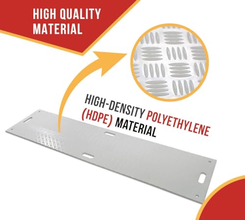 Mytee Products 2' x 8' White Ground Protection Mats with Diamond Plated Tread Design - High Density Polyethylene Mat, Easily Supports 50 Ton Loads on Lawns, Dirt, and Any Other Areas - color: White, size: 1 - Pack