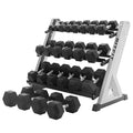 RitFit Rubber Hex Dumbbell Set with 3-Tier Dumbbell Rack,350-780LB Hand Weight Set with Anti-Slip Grip,1000LB Capacity Heavy Duty Steel Weight Storage Rack for Home Gym - color: Silver