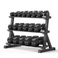 PAPABABE Dumbbell Set with Rack, 540-850lb, Rubber Encased, Home Gym | Complete & Durable Cast Iron Core Odorless PVC Antiroll Hex Shape Ergonomic Chrome Handle Versatile Home Gym - size: 580B with 3-Tier Weight Rack