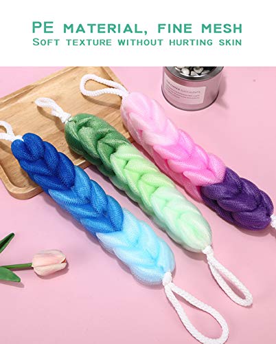 AARainbow 4 Packs Long Stretch Back Sponge with Rope Handles Back Scrubber Body Sponges for Bathing, Bath Shower Mesh Sponge Body Deep Cleaning for Men & Women (H-Gradient Color) - color: H-gradient Color