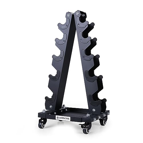 LIONSCOOL Premium Solid Steel Dumbbell Rack Stand Only, A-Frame Portable Weight Storage Organizer with Optional Tray and Wheels, Perfect for Home Gym Fitness Storage (200LBS/300LBS/700LBS Weight Capacity Available) - style: Small, 200 LBS (for 2-15lb Neop