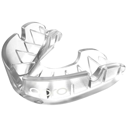 OPRO Silver Level Moldable Mouth Guard Essential Fit (Clear) Adult & Kids Boxing Mouthguard for MMA & Impact Sports, Easy Self-Fit Mouth Guard for Sports, Football & Hockey - Includes Case - color: Clear/Clear, size: Adult (Age 10+)