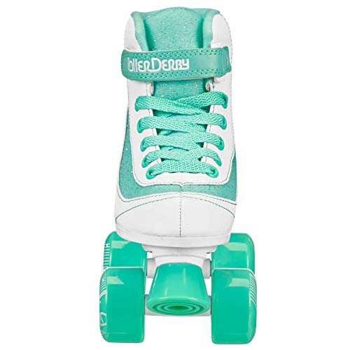 Roller Derby Firestar Youth Skates for Girls, Boys, Beginners, Kids - color: White/Mint, size: 1