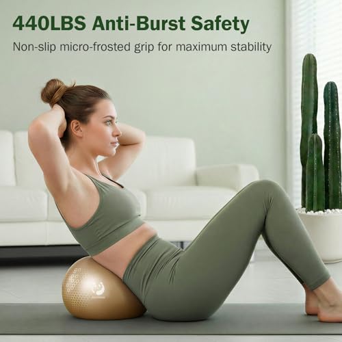 Slim Panda Pilates Ball, 9 Inch Small Exercise Ball, Anti Burst Mini Yoga Ball for Stability, Workout, Barre, Core Strength, Physical Therapy, Balance, Stretching - color: Rose Gold & Lavender