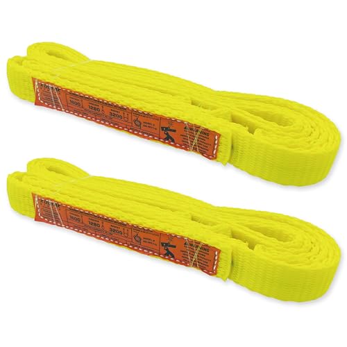 1-Ply Lifting Sling Straps 1”x 10ft - 1650lbs Vertical Capacity Heavy Duty Flat Eye Lift Sling, for Rigging Moving Towing Hoisting -2Pack - Kodiak Straps - color: 2 PACK, size: 1inch x 10ft