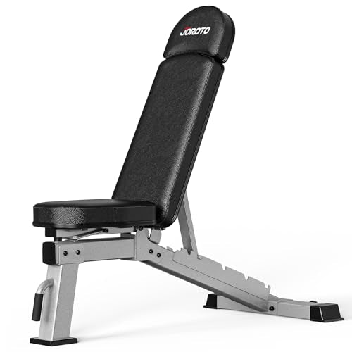 JOROTO FID Adjustable Weight Bench 1300LBS Capacity for Home Gym | Heavy Duty Workout Bench Press with Incline Decline Positions, 34'' Backrest and Wheels for Strength Training at Home Gym