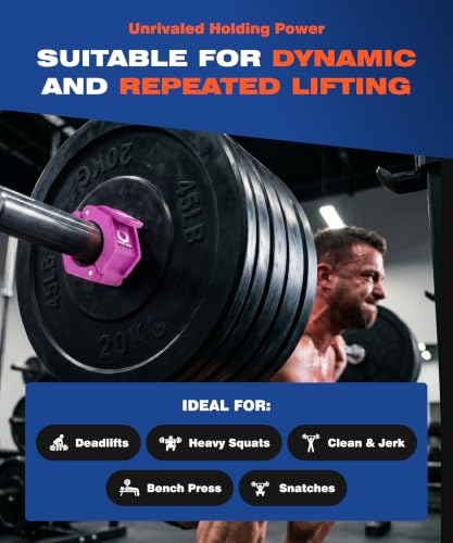 Lock-Jaw Barbell Collars Sport Olympic Barbell Clamps 2 Pcs – Heavy Duty Bar Clamps for 2” & 50mm Olympic Bars – Secure Weight Bar Clamps for Strength Training & Home Gym Accessories – Purple - color: Purple