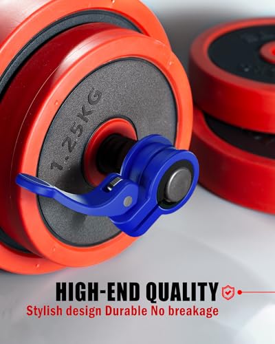 Narrow Barbell Clips 2.5cm Width for Olympic Bars, 0.9-1.18inch Adjustable Weight Clamps, Quick Release Locking Collars for Weightlifting - color: BIUE