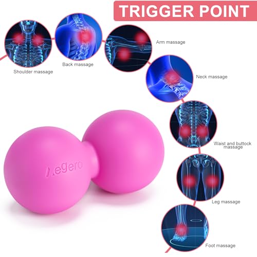 Aegero Peanut Massage Ball-Double Lacrosse Massage Ball, Mobility Ball for Myofascial Release,Yoga Therapy,Trigger Point Therapy,Muscle Knots and Acupoint Massage (Pink Firm Ball) - color: Pink