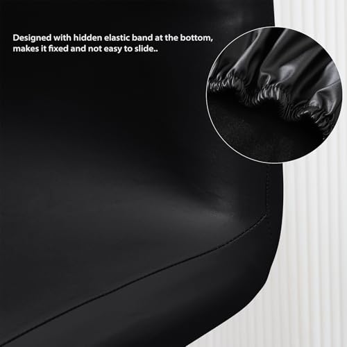Gollense Stretch Bar Stool Covers with Backs, 4 Pack Waterproof PU Leather Pub Counter Dining Chair Covers, Square Swivel Barstool Seat Slipcover with Elastic Bottom for Low Short Back (Black) - color: Black