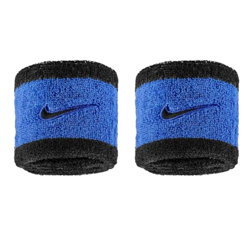 NIKE Premier Swoosh Singlewide Wristbands -Soft, Moisture-Wicking (1 Pair, 2.5" Wide) - color: Comet Blue/Black