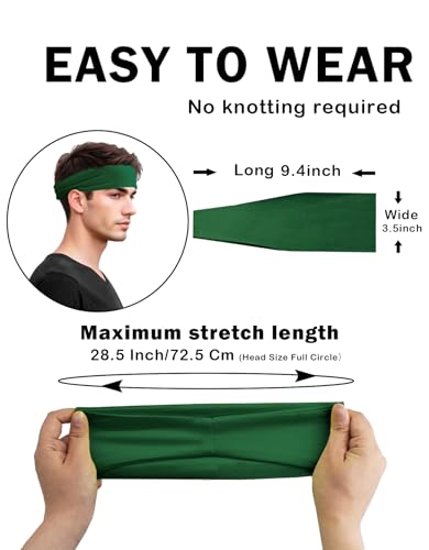 Headbands for Men & Women, Sweat Headband Non-Slip Sweatband Sports Running Cycling Yoga Basketball Workout Football Training - color: Green Pack