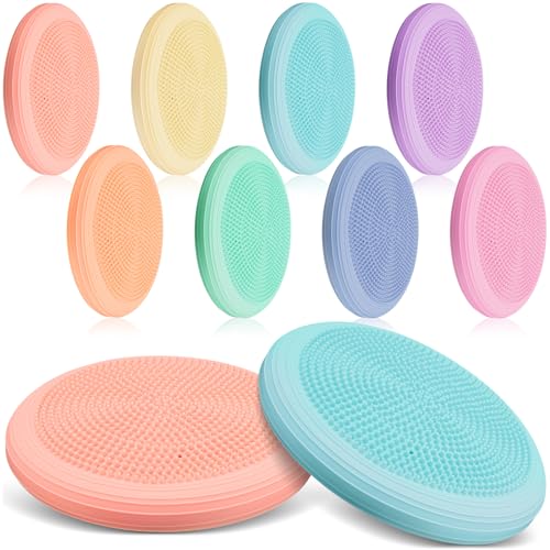 Libima 8 Pcs Wiggle Seat Inflated Wobble Cushion Sensory Seat Flexible Balance Board Balance Disc for Kids Men Women Physical Exercise Improving Posture Home Office Classroom - color: Macaron Color