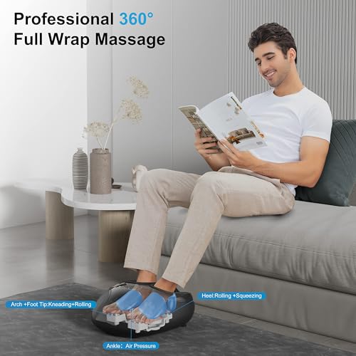COMFIER Shiatsu Feet Massager Machine,Birthday Gifts for Men&Women,Foot Massager with Heat,Kneading Rolling Compression for Plantar Fasciitis,Neuropathy Fits up to Men Size 12, for Home Office Use - color: ‌ebony‌