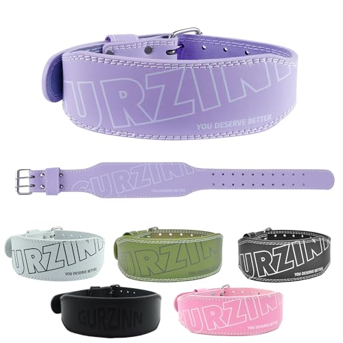 9mm Leather Fitness Weight Lifting Belt for Women&Men with 4 Inches Padded Lumbar Support for Power Lifting Workout & Squats Exercise - color: Purple, size: Small