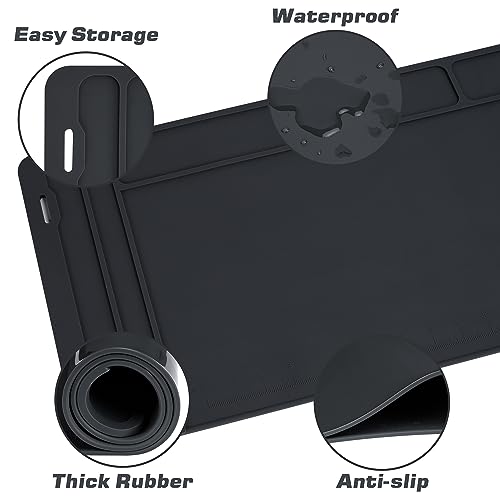 CKPART Rifle Gun Cleaning Mat, Anti-Slip Rubber Tactical Magnetic Mat, Gun Maintenance Mat,Gun Maintenance Mat for Gun Cleaning Kits 36" x 12"