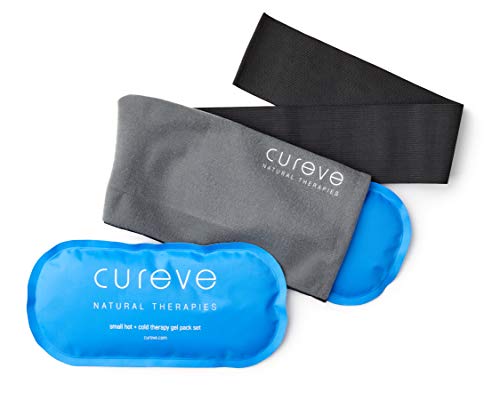 Reusable Ice Packs for Injuries – Hot & Cold Therapy Gel Pack Set of 2 with Wrap for Knee, Neck, Foot, Ankle, TMJ & Headaches by Cureve – Small Flexible Cold Compress for Plantar Fasciitis & Cramps