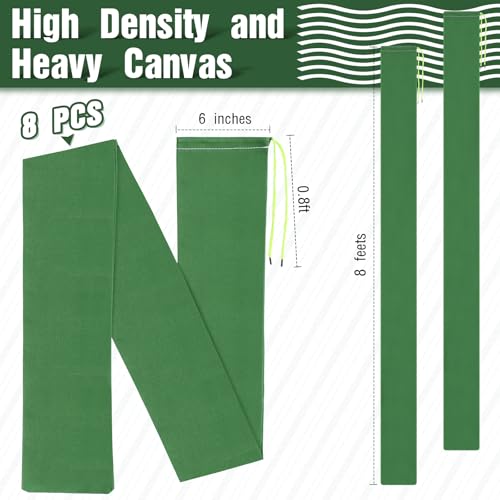 Threan 8 Pcs 8ft Sandbags for Flooding, Flood Prevention Sand Tube Bags Thickened Canvas Reusable Rain Wind Flood Barrier with Elastic Band Water Barrier Tube for Door Garden Rain Control, Green - size: 8ft