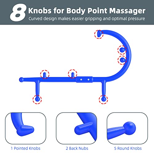 Back and Neck Massager - Blue | for Trigger Point Fibromyalgia Pain Relief and Self Massage Hook Cane Therapy - color: Blue