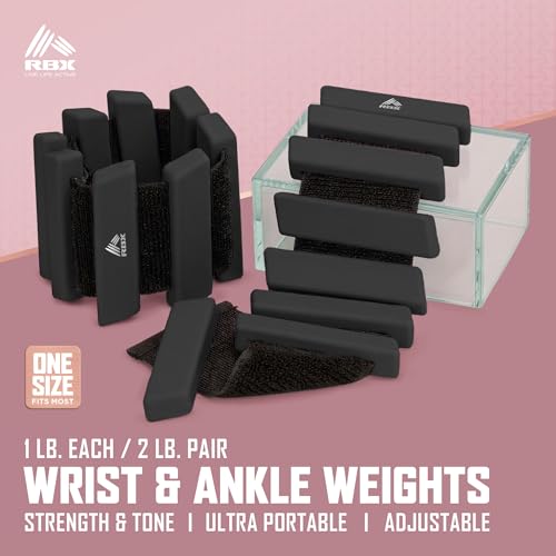 RBX Adjustable Ankle & Wrist Weights, Customizable for Pilates, Yoga, Walking, Barre, Home Workouts & Strength Training - color: Black