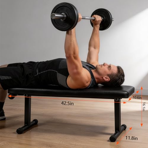 Flat Weight Bench, Foldable Flat Bench, Weight Training | for Multi-Purpose Sturdy Strength Training Workout Bench, Space-saving Bench Press Flat Exercise Bench, for Home Gym