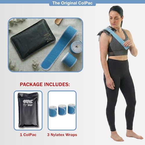 Chattanooga ColPac, Reusable Gel Ice Pack, Cold Therapy for Injury, Muscle Soreness, Sprains, and Strains, 6.5" x 11" Half Size, Bundle with 3 Pack 2.5" x 36" Nylatex Wrap & Drawstring Bag - color: Black, size: Half Size & Nylatex Wrap Bundle