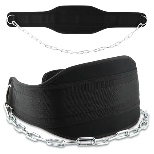 Dip Belt for Weightlifting,Weighted Pull Ups Belt with Chain,Weightlifting Belts for Men Women,Gym Workout Waist DipBelt for Weight Lifting,Squat,Training,Fitness Weight Belts