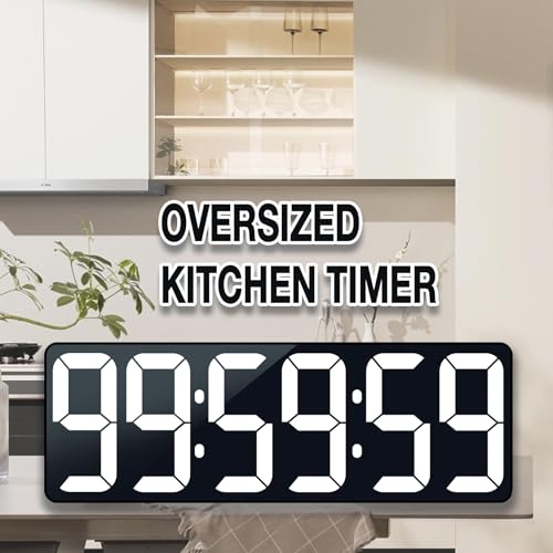 Large Digital Timer Wall Clock with Remote Control, 17.2" Count Down Up Digital Timer LED Display Auto DST Big Digital Clock for Bedroom Kitchen Living Room Office Gym Home Decor, White