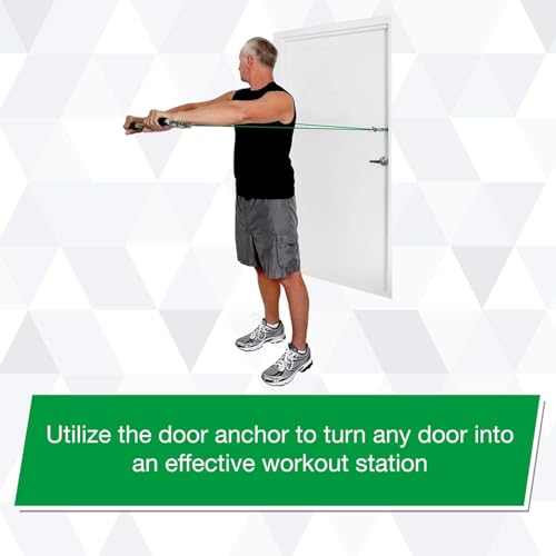 THERABAND Resistance Tubing with Soft Handles, Green, Heavy Level, 48" Latex Stretch Resistance Bands for Exercise, Professional Workout Bands for Upper & Lower Body, Color-Coded Levels - color: Green - Heavy, size: 48 Inch