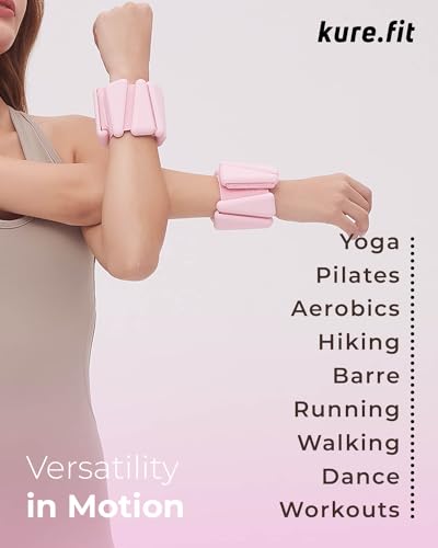 Pilates Weight | Wrist & Ankle Weights for Women | Weighted Bangles | 1LB/ 2LB Each (Set of 2) - color: Pink, size: 2 LB
