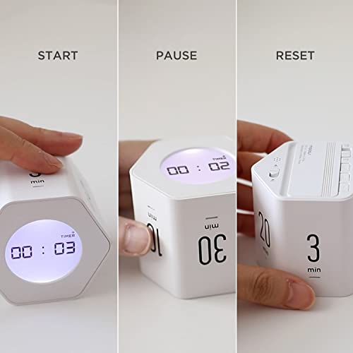 Mooas Multi-Hexagon Clock Cube, Digital Clock, Pomodoro Timer with Backlight 12/24H Count up & Countdown, Flip Timer, Various Time Presets - Ideal for Classroom, Gym, Office (Yellow) - color: Yellow