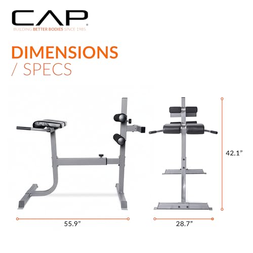 Cap Strength Roman Chair – Adjustable Back Extension Bench for Core & Glute Workouts, Heavy-Duty 300 LB Capacity - Black and Gray Options - color: Gray
