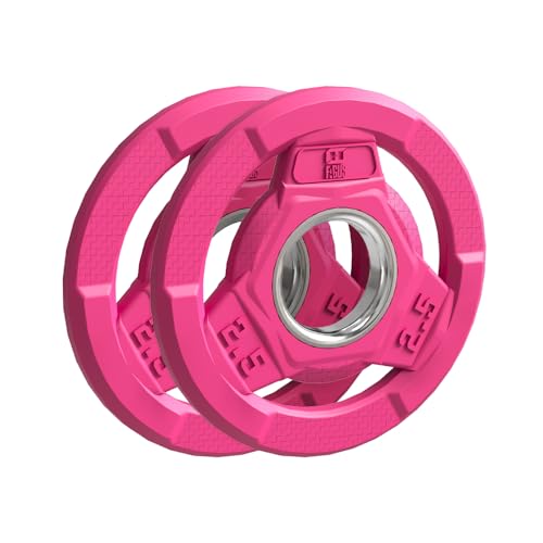 Color Coded 2-Inch Rubber Coated Olympic Grip Plate for Barbell,Solid Cast Iron Weight Plates for Strength Training, Weightlifting, Home Gym, 2.5/5/10/15/25/35/45 LB, Single and Pair - color: 2.5LB-PAIR