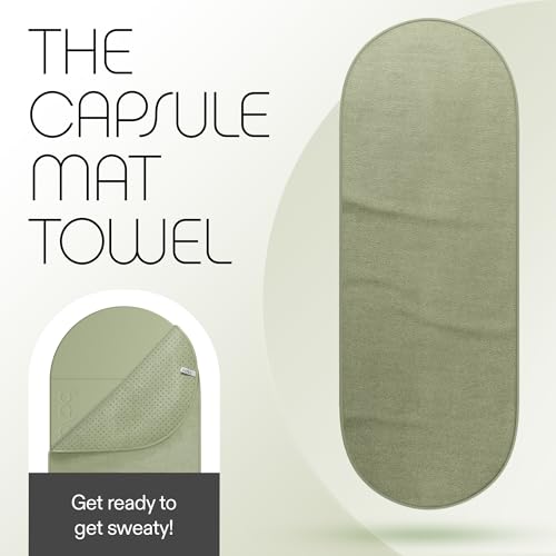 Bala Capsule Mat Towel for Gym, Slip-Resistant Yoga Mat for Women & Men | Home Workout Essentials with Sweat Absorbing Fabric - Pilates, Core Training, Exercise - Soft, Quick Dry Fitness - Sage